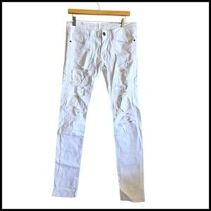 Machine Nouvelle Mode Distressed White Denim Jeans Slim Fit Size 31